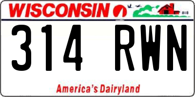 WI license plate 314RWN