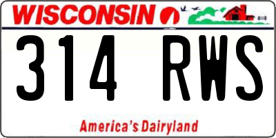 WI license plate 314RWS
