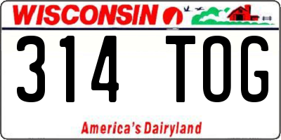 WI license plate 314TOG