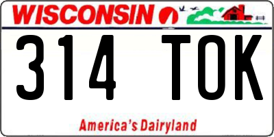 WI license plate 314TOK