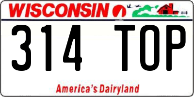 WI license plate 314TOP