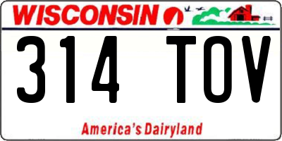 WI license plate 314TOV