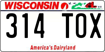 WI license plate 314TOX
