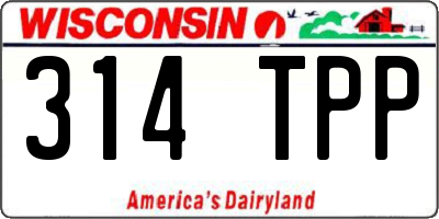 WI license plate 314TPP