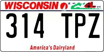 WI license plate 314TPZ