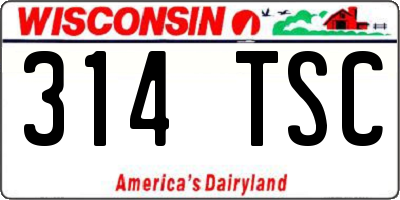 WI license plate 314TSC