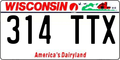 WI license plate 314TTX