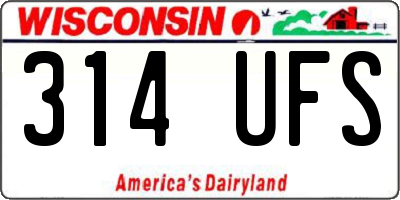 WI license plate 314UFS