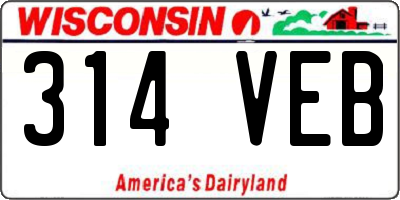 WI license plate 314VEB
