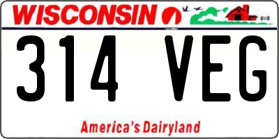WI license plate 314VEG