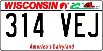 WI license plate 314VEJ