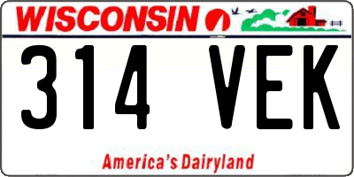 WI license plate 314VEK