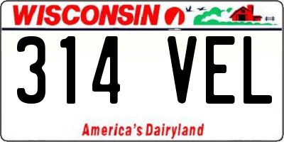 WI license plate 314VEL