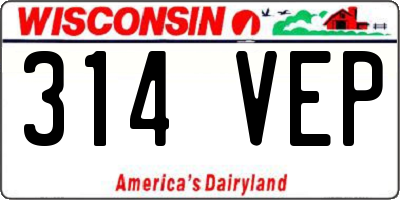 WI license plate 314VEP