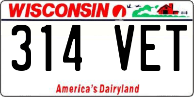 WI license plate 314VET
