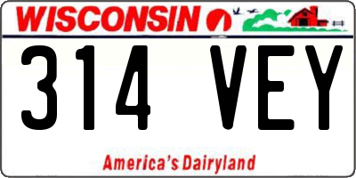 WI license plate 314VEY