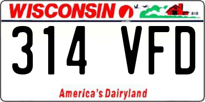 WI license plate 314VFD