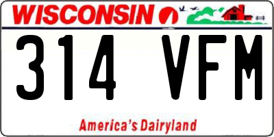WI license plate 314VFM