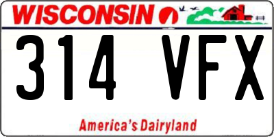 WI license plate 314VFX