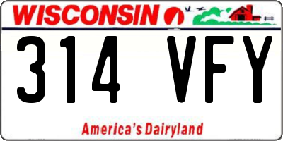 WI license plate 314VFY