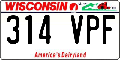 WI license plate 314VPF