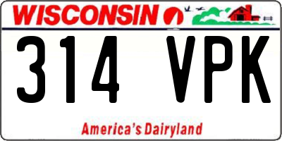 WI license plate 314VPK