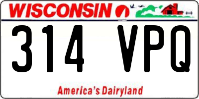 WI license plate 314VPQ