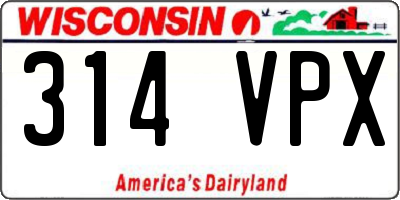 WI license plate 314VPX