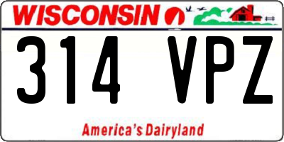 WI license plate 314VPZ
