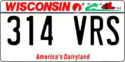 WI license plate 314VRS