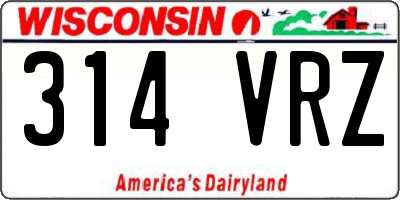 WI license plate 314VRZ
