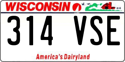 WI license plate 314VSE