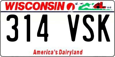 WI license plate 314VSK