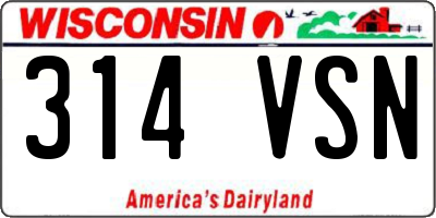 WI license plate 314VSN