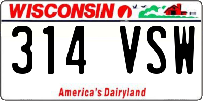 WI license plate 314VSW