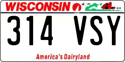 WI license plate 314VSY