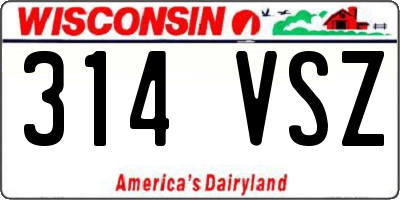WI license plate 314VSZ