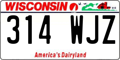 WI license plate 314WJZ