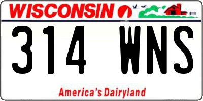 WI license plate 314WNS