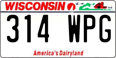 WI license plate 314WPG