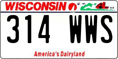 WI license plate 314WWS