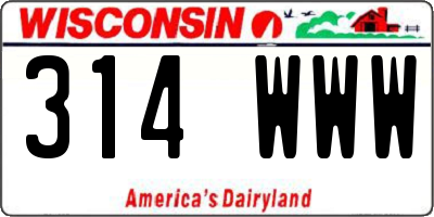 WI license plate 314WWW