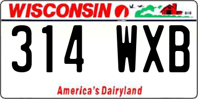 WI license plate 314WXB