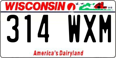 WI license plate 314WXM