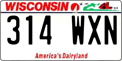 WI license plate 314WXN
