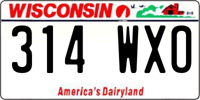 WI license plate 314WXO