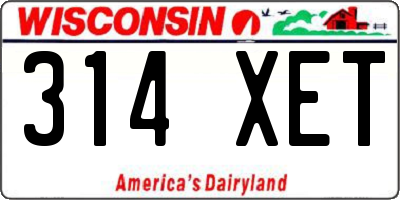 WI license plate 314XET