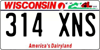 WI license plate 314XNS