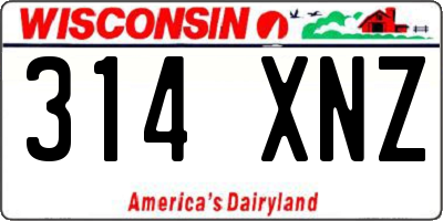 WI license plate 314XNZ