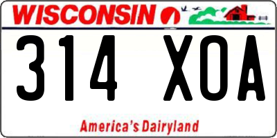 WI license plate 314XOA